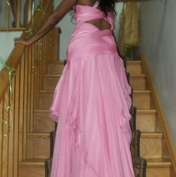 Dave & Johnny gown prom dress pink ruffles girly cheetah leopard animal print - Picture 11 of 17